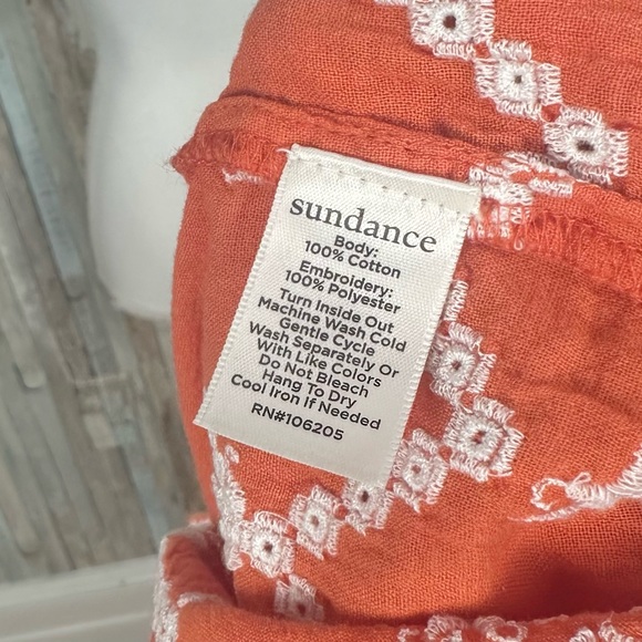 Sundance PXS XS Coral Cotton Embroidered Scallop Annette Eyelet Top Blouse Boho - Picture 7 of 7